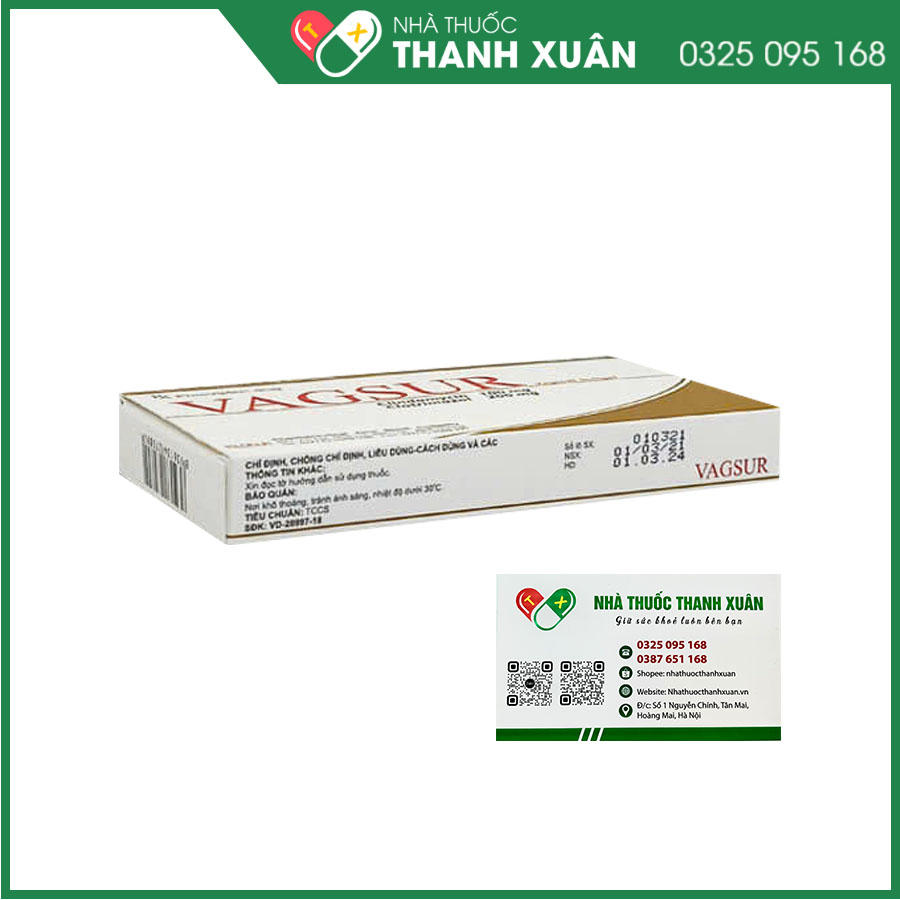Vagsur điều trị nhiễm trùng âm đạo, nhiễm nấm âm đạo do nấm Candida, hỗ trợ điều trị xuất tiết âm đạo